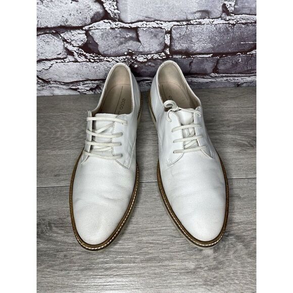 ECCO White Leather Perforated Lace Up Oxfords Shoes Women Sz 40EU/9.5M US - Picture 10 of 16